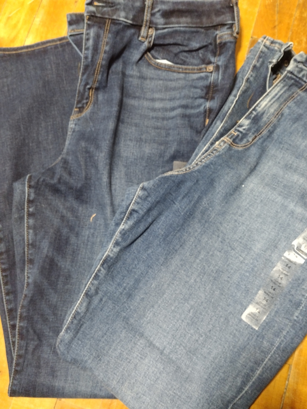 American Eagle Outfitters Two-Tone Blue Flare Jeans